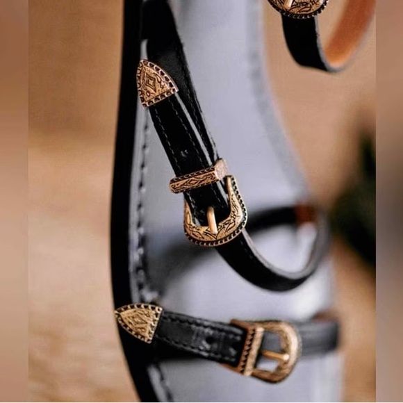 Sézane Roxanne Low Sandals Smooth Black Heritage FR 39 / US 8 - Picture 7 of 14